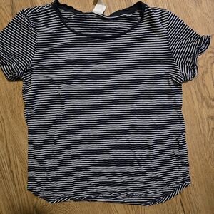 H&M Black and White Striped Short Sleeve Tee